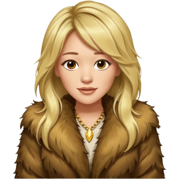 Cinematic rRealistic Ultra HD Angry Glamor Plunge Hilary Duff Extreme Long Long Hairstyle in Shaggy Fur Coat with Gold Flash emoji