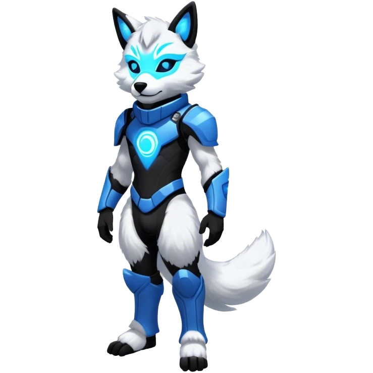 Anthro Protogen-furry-fursona, full body, black screen mask face, emoji
