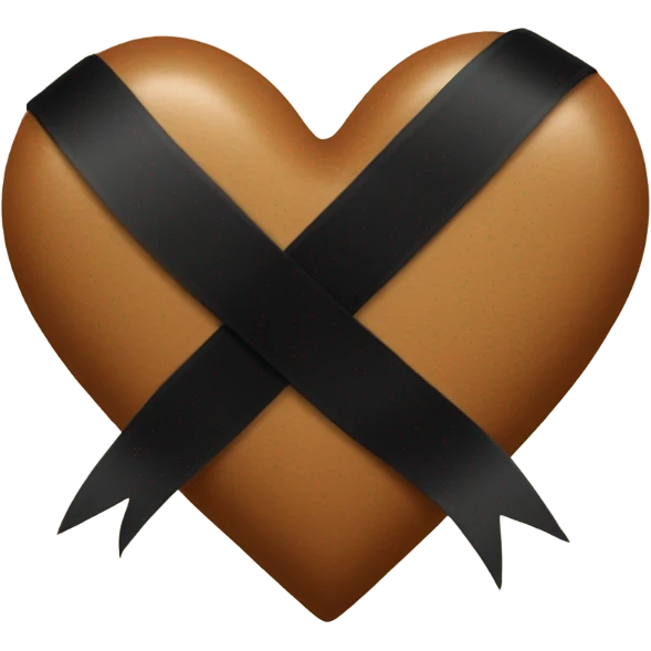 brown heart with little black ribbon on top right emoji