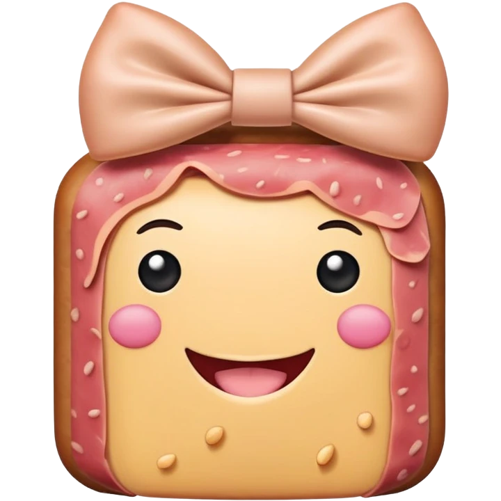 SPAM MEAT kawaii SMILING EMOJI with bow emoji