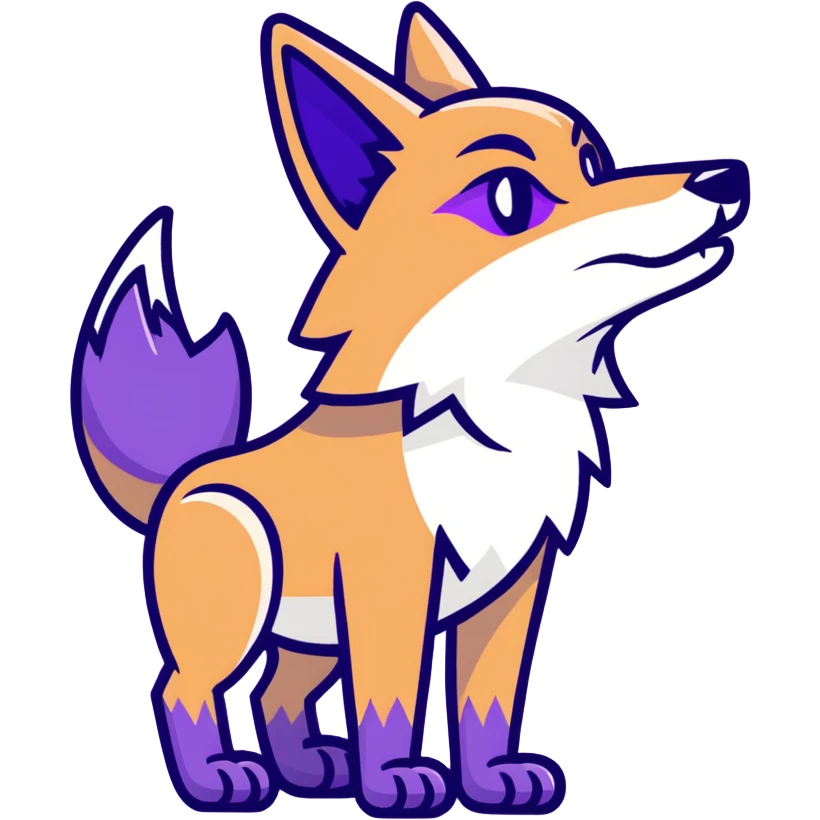 U with purple Coyote Head facing right howling  emoji