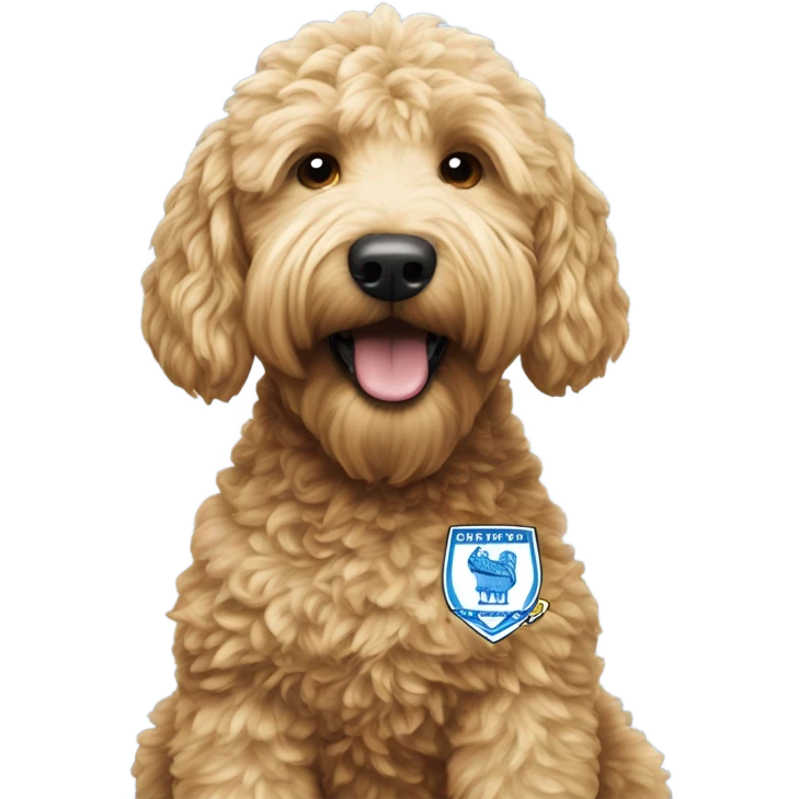 Golden doodle in Huddersfield town kit emoji