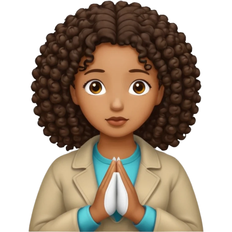 Curly hair Black women praying emoji