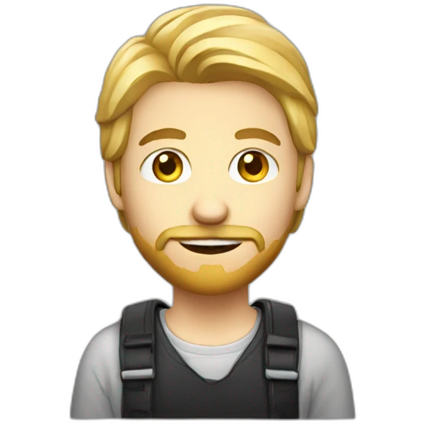 blond student developer with a iphone, facial hair emoji