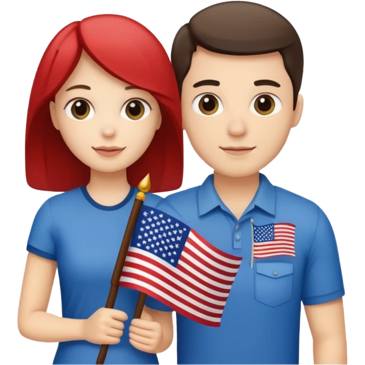 american flag hold in hands by a couple emoji