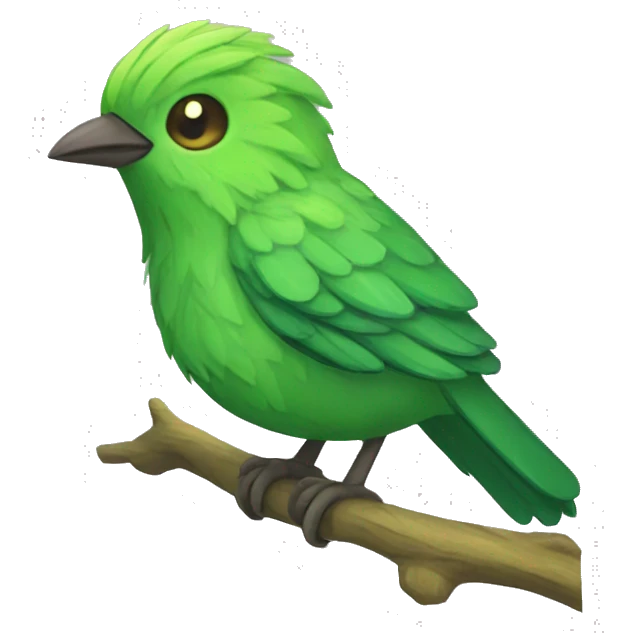 Colorful Legendary Green Jungle Grass Tree Bird Fakemon emoji