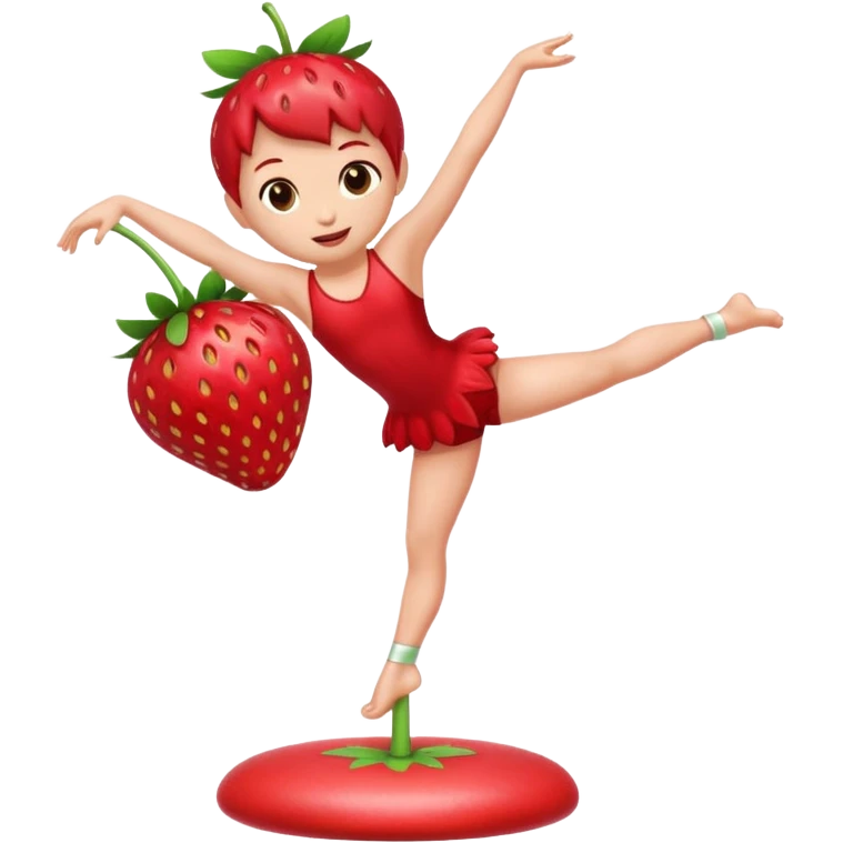 Strawberry fruit stands on one leg when doing gymnastics emoji