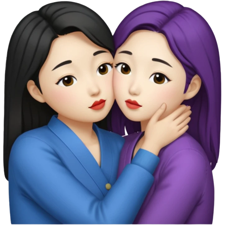 Korean lesbians, kissing emoji