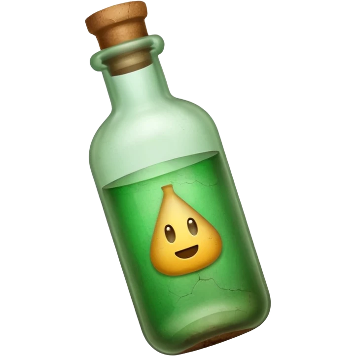 message bottle with paper inside green emoji