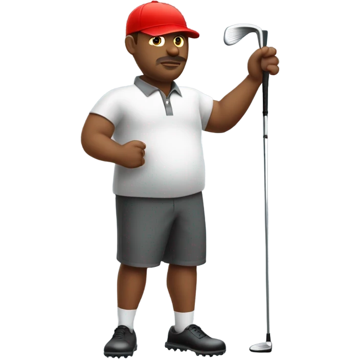 Fat guy golfing with red hat  emoji