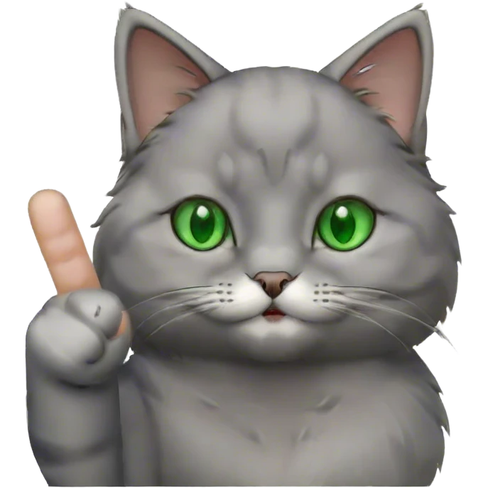 Gray cat holding up middle finger emoji
