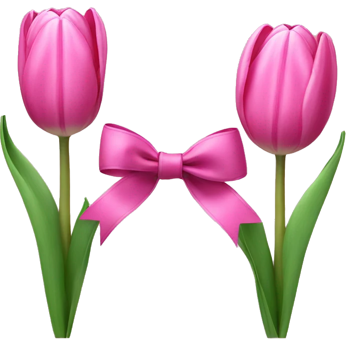 Pink tulips with a bow emoji