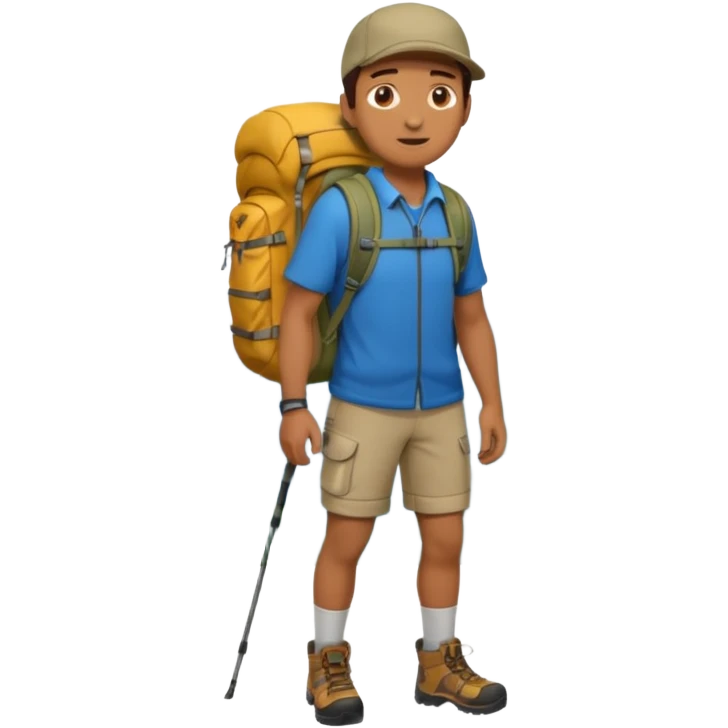 man with backpack and hiking clothes, full body emoji