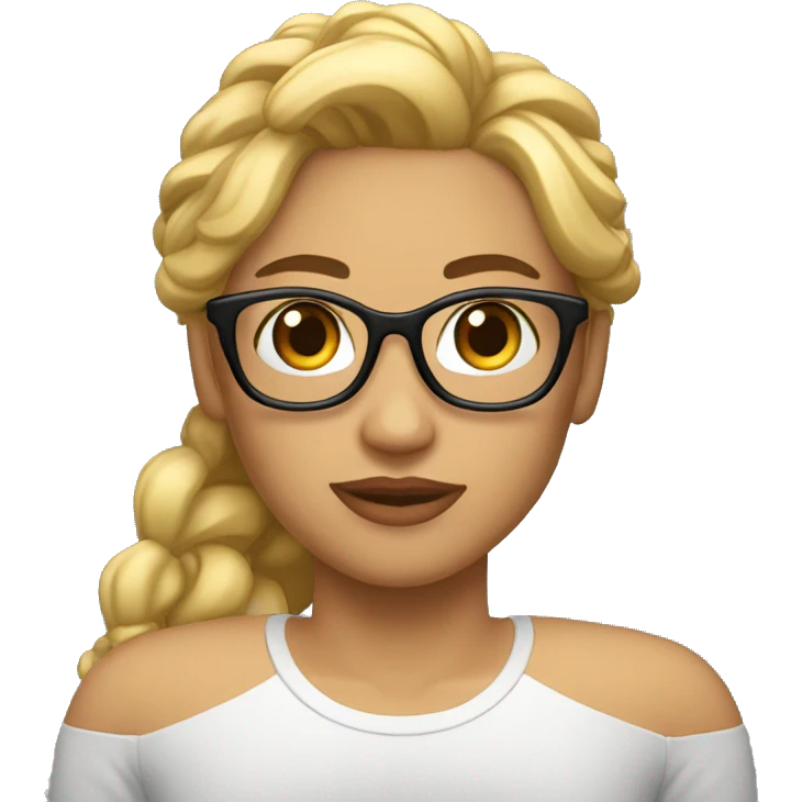jefa cabello rubio y lentes emoji