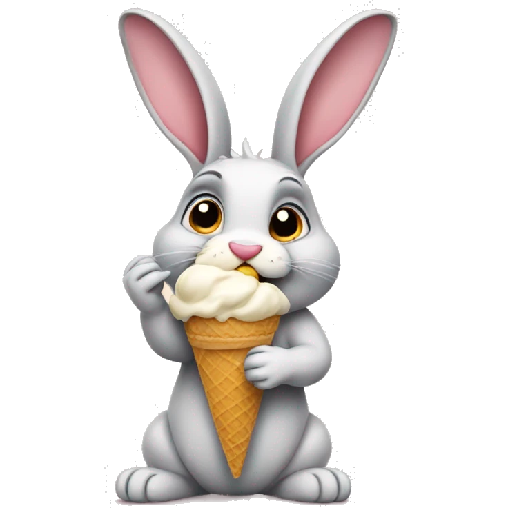 Rabbit eating icecream emoji