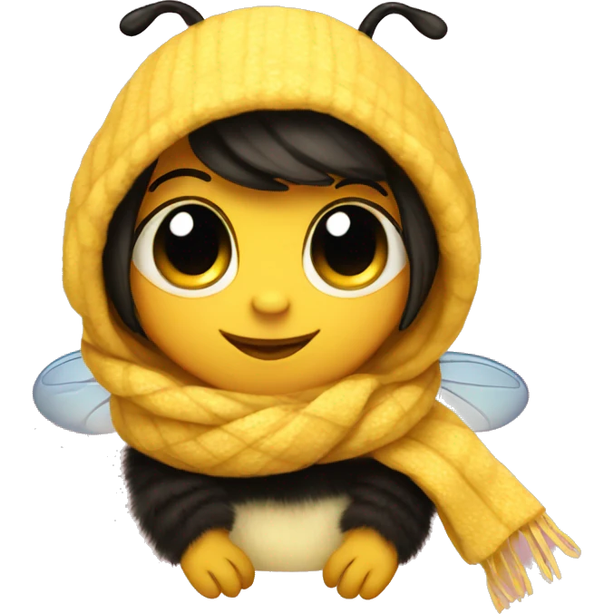 Cozy cute bumble bee wearing scarf emoji