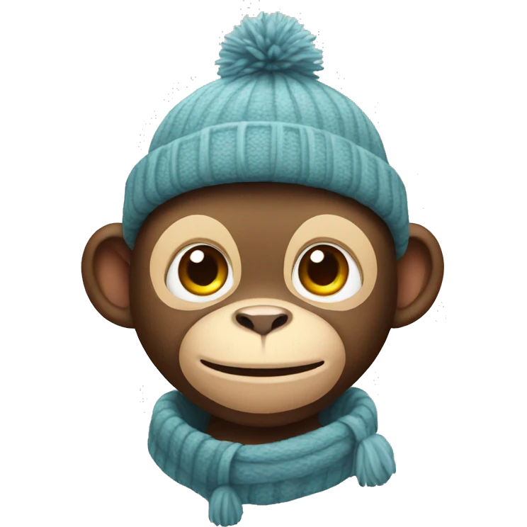 Cute monkey with winter hat emoji
