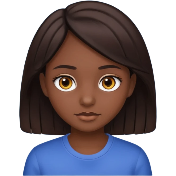 Girl with dark brown hair,dark brown eyes,dark skin emoji
