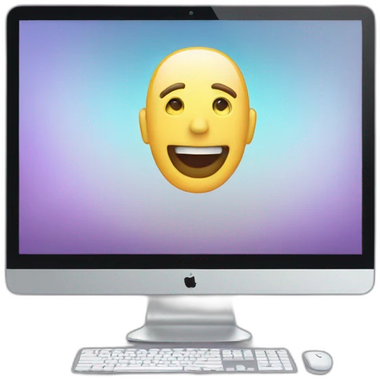 computer with the video call on the screen emoji
