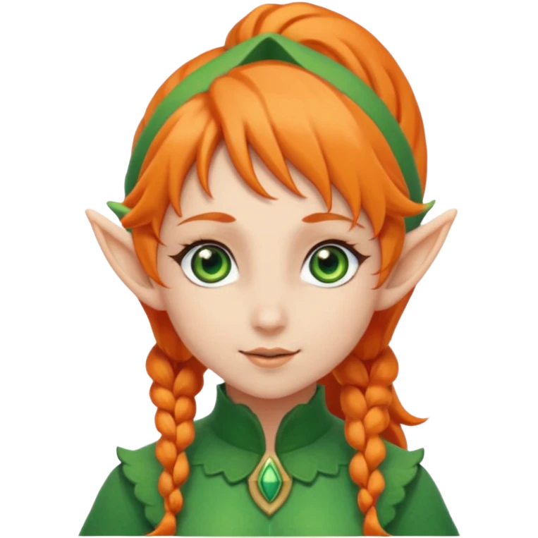 Orange Haired Elf, Elf girl with orange ponytail hair emoji