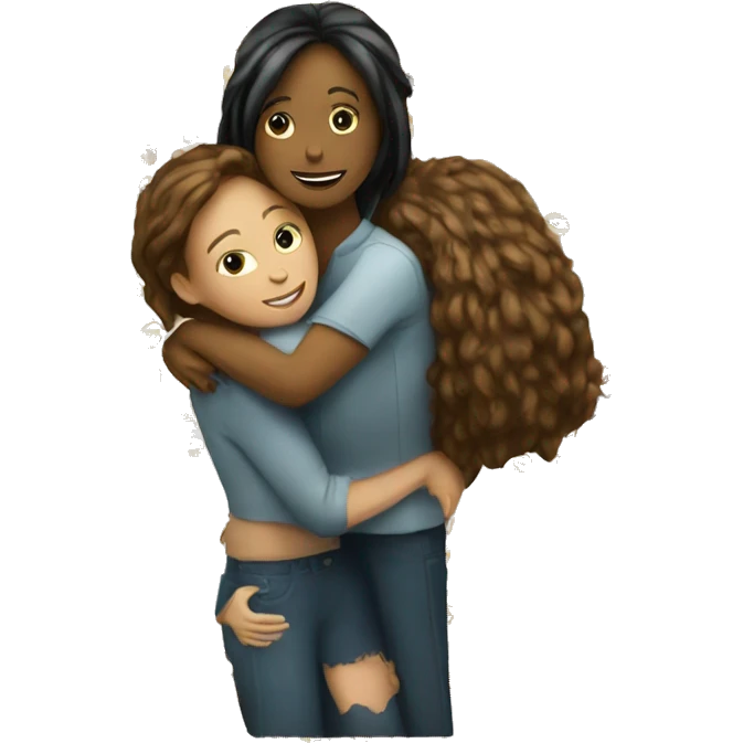 Can you creat me and another woman person hugging emoji? emoji