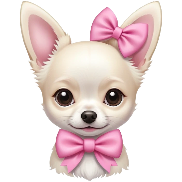White chihuahua with pink bow on top emoji