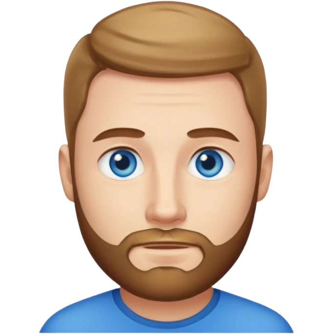 Man met een korte baard en felle blauwe ogen rost haar emoji