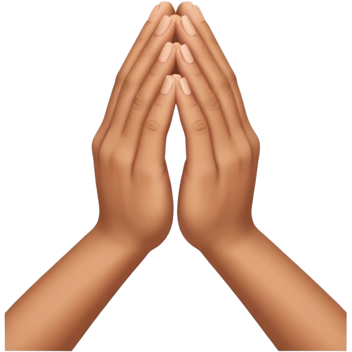 Create an Apple-style emoji of two hands pressed together in a praying gesture. The hands should be simplified, smooth, and cartoon-like, with soft gradients and glossy highlights typical of iOS emojis. Show only the hands, with no arms or background, isolated on a transparent background. emoji