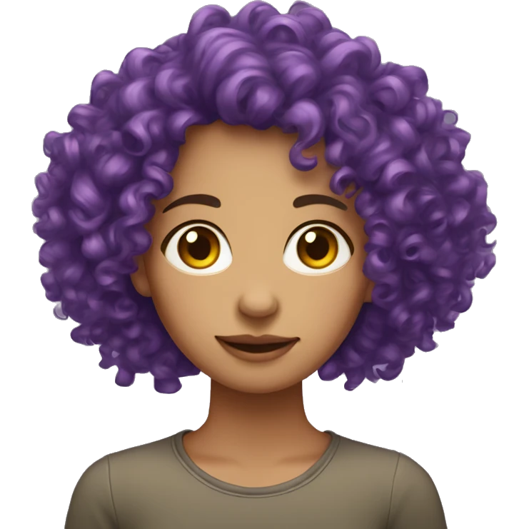European, purple curly hair, woman, teenager, nose ring. emoji