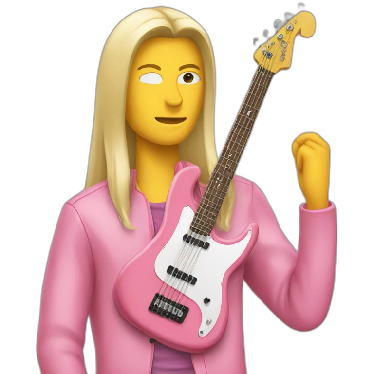 long-blond-bassguitar-player-pink-clothes-pink emoji