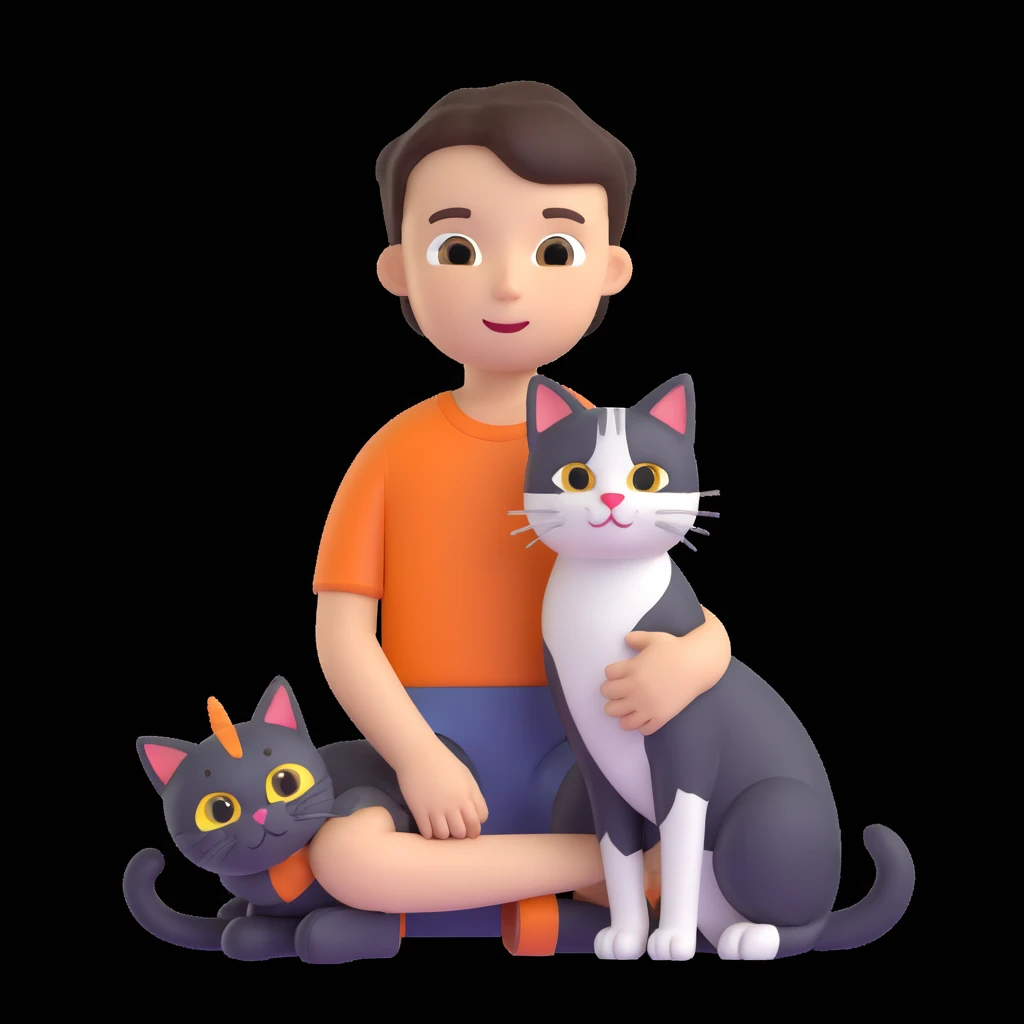 boy and cat pet emoji