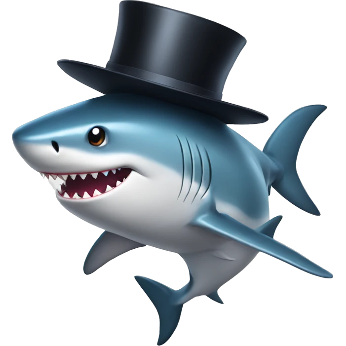 Shark with a top hat emoji