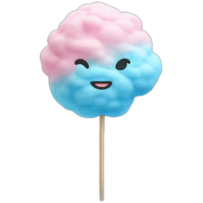 cotton candy on a stick blue and pink emoji