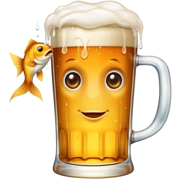 Fish guzzling beer emoji