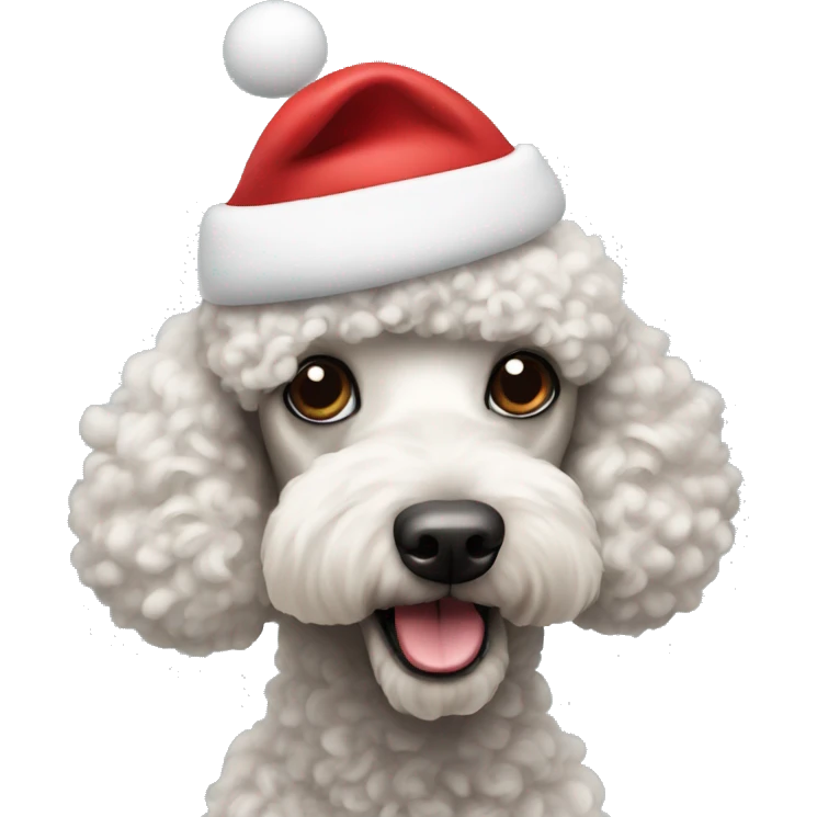 Poodle dog wearing Santa hat emoji
