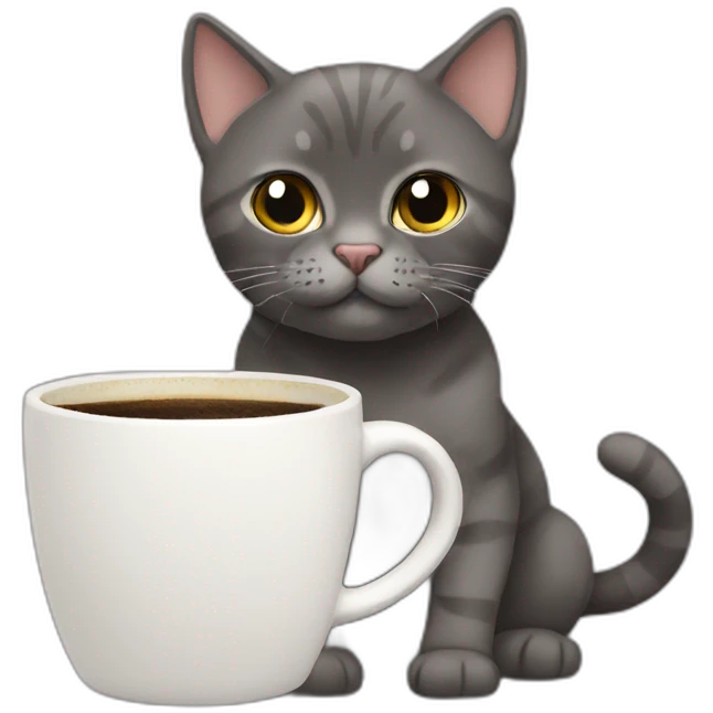 British short hair drinking a coffee emoji