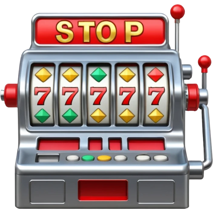Slot machine, classic, 5 reels, , nothing written on it, the stop symbols are 7s, but in order letters P, R, O, P, O emoji