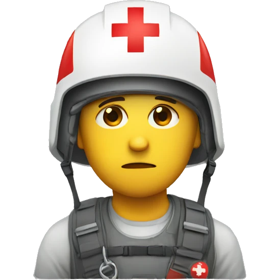 Sad Guy with Red Cross helmet emoji