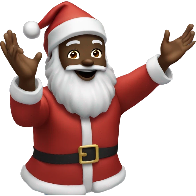 Black Santa up in the sky emoji