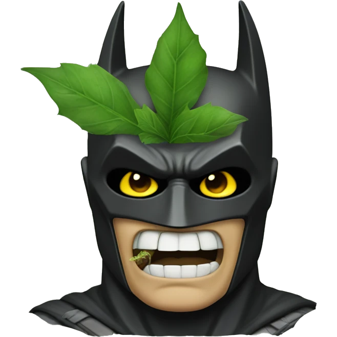 batman with smoking plants in his mouth emoji