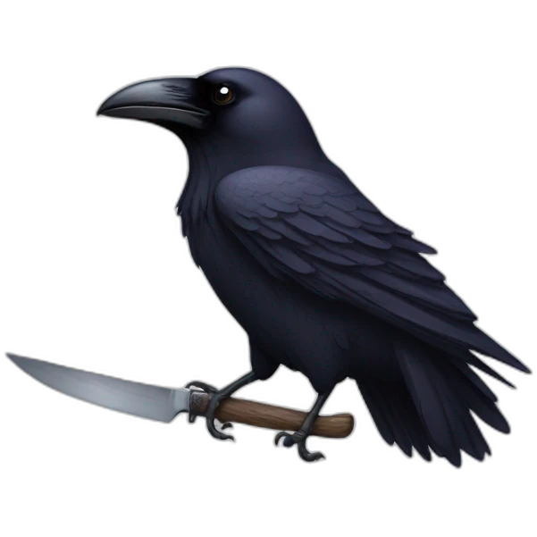 Raven with a knife in beak emoji