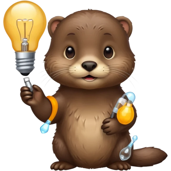 otter holding one lightbulb emoji