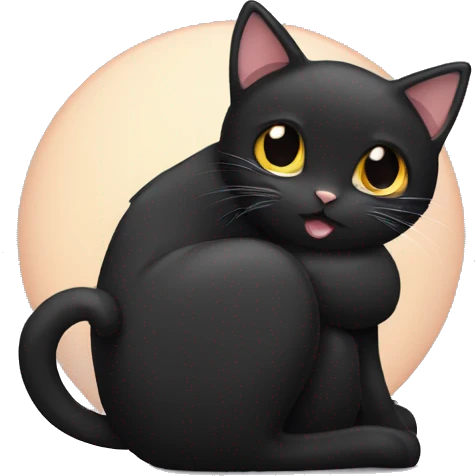 Black cat hugging a calico cat emoji