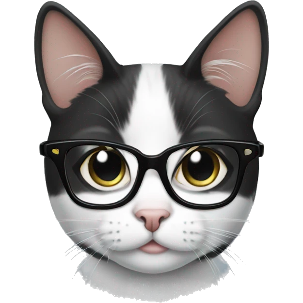 black and white cat wearing glasses emoji