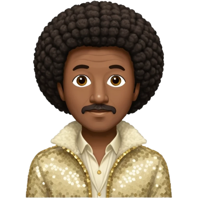 Walter Williams from The O'Jays with dark brown afro hair, cream sequin outfit emoji