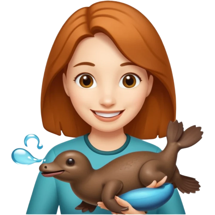 woman playing with platypus emoji