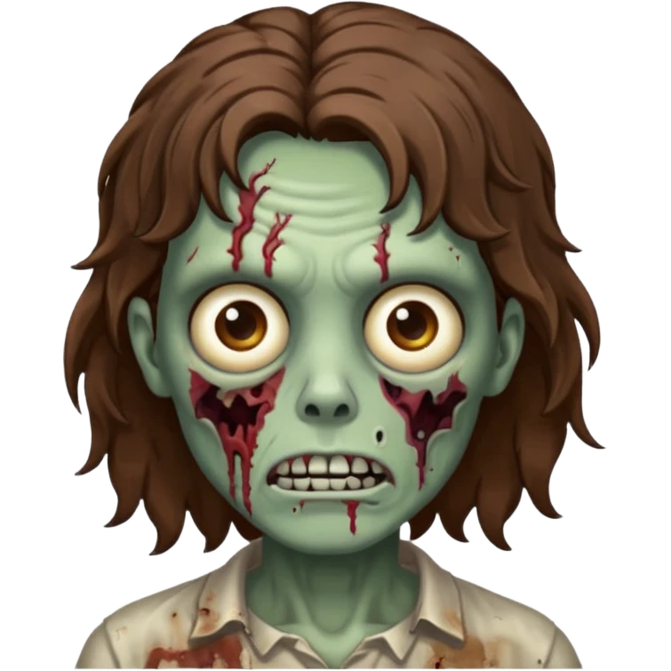 Zombie with lil bit curly medium brown hair emoji