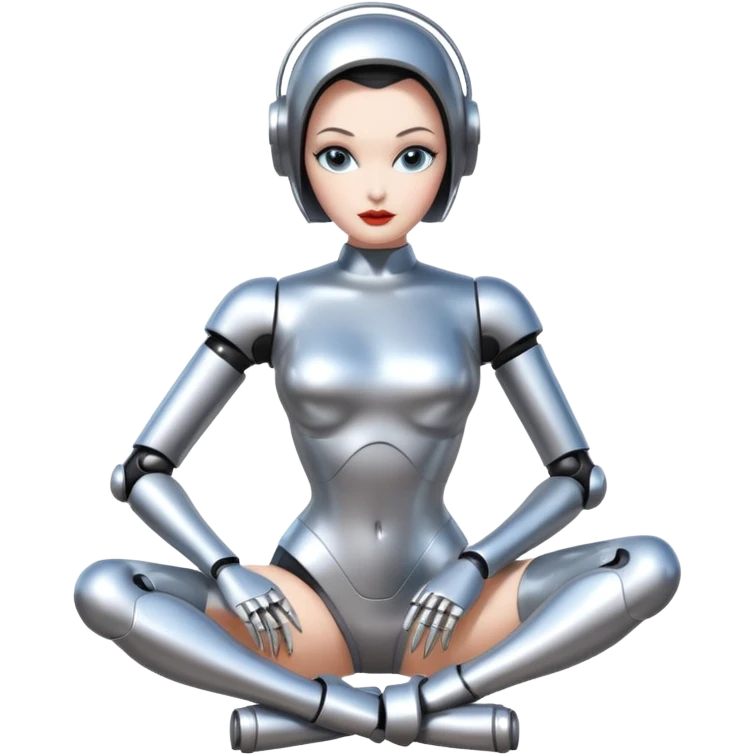 Sexy blank face robot girl full body pinup pose emoji