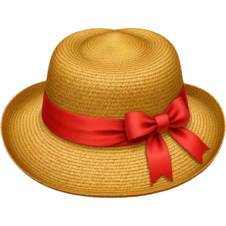 Chapeau de paille avec ruban rouge emoji
