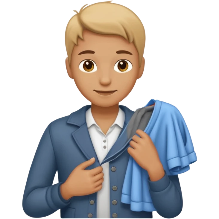 A smirk face with their hand holding clothes emoji